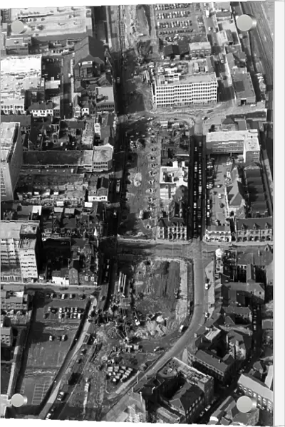 Aerial view showing where Middlesbroughs Royal Exchange buildings once were