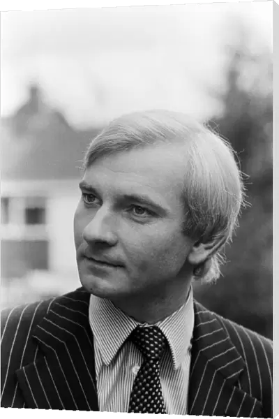 Harvey Proctor, 34 year old MP for Basildon, Essex, talking to reporters outside his home