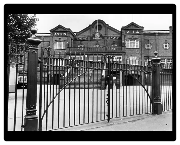 Exterior view of the gates of Villa Park football stadium