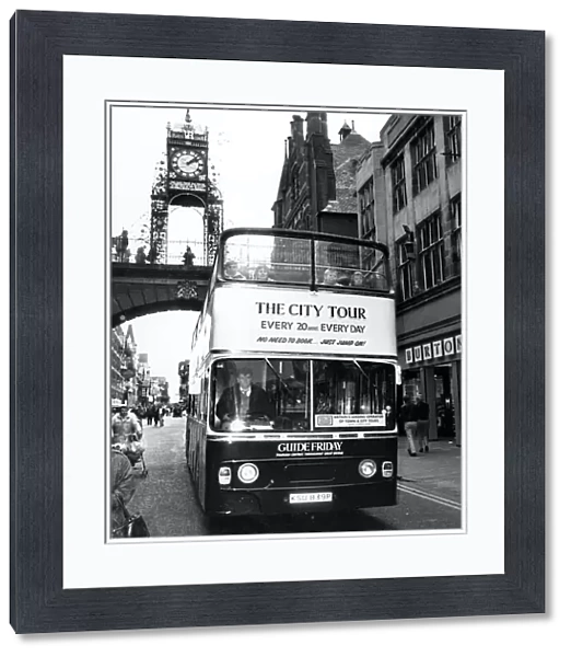 The new open topped bus tours in Chester City Centre. 1st April 1991