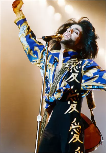 Prince in concert at Maine Road, Manchester. The Nude tour. 21st August 1990