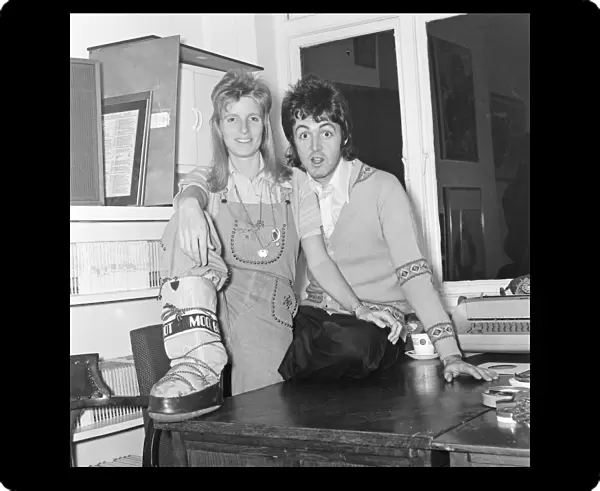 Paul and Linda McCartney in 1973 Picture taken at their office in London