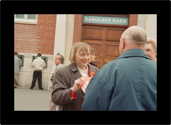 Angela Eagle campaigning in Liverpool, April 1997. Both Angela