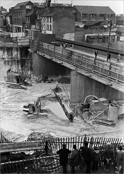 Development of the new Ring Road in Reading Town Centre, Berkshire. 15th August 1968