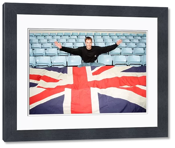 Aston Villa football player Gareth Southgate celebrates his England call up