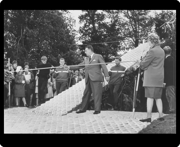 Fred Pontin official opens the Barton Hall artificial ski slope in 1963 watched by