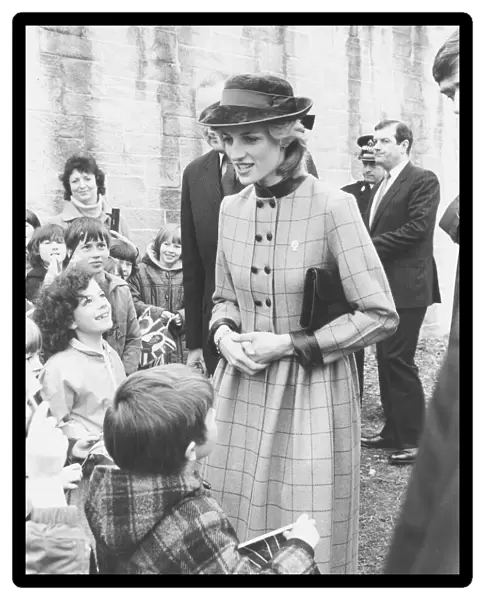 Children from Heathfield School greeting Princess Diana as she arrives at Heathfield
