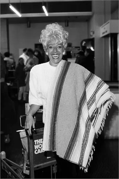 Julie Goodyear at Manchester Airport. January 1986
