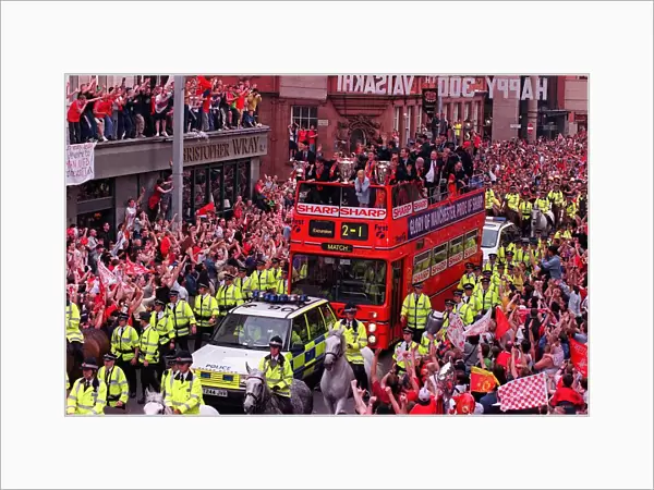 Manchester United Football Team Celebrations May 1999 Manchester United bus in