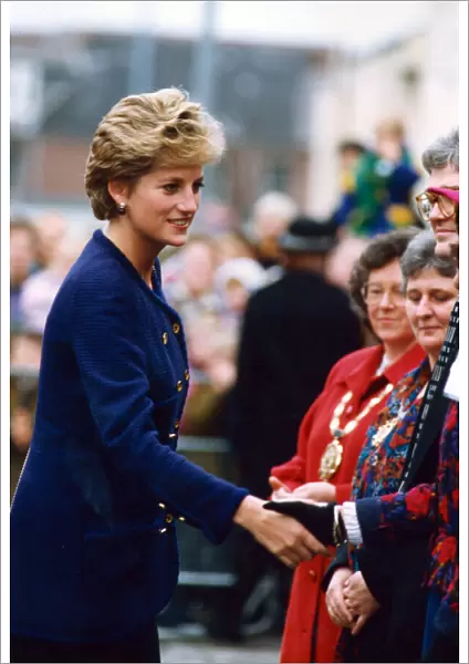 Princess Diana, HRH The Princess of Wales, greets well-wishers during her visit to