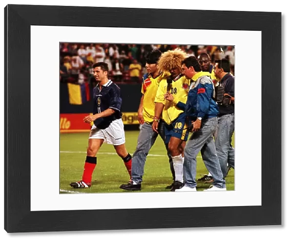 John Collins leaves pitch at end of Scotland match against Colombia May 1998 whilst