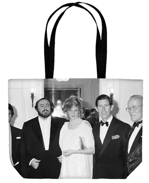 HRH Princess Diana The Princess of Wales and Prince Charles with Italian tenor Luciano