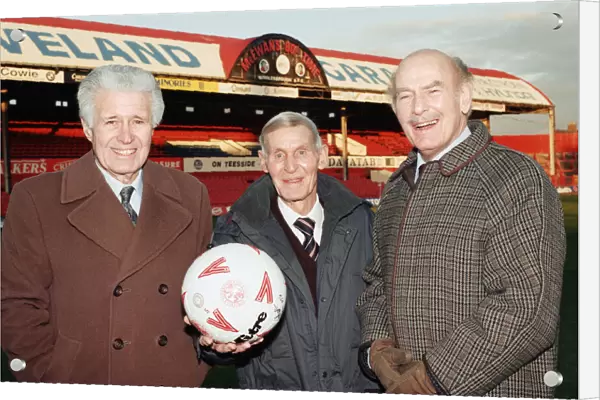 Three Middlesbrough legends revisit Ayresome Park, from left to right: Harold Shepherdson