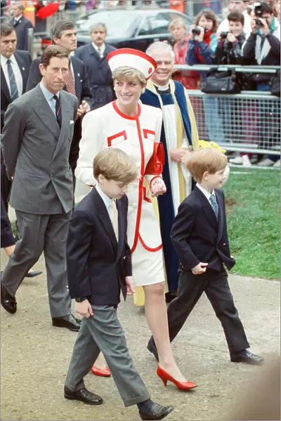 HRH The Princess of Wales, Princess Diana, with her sons William