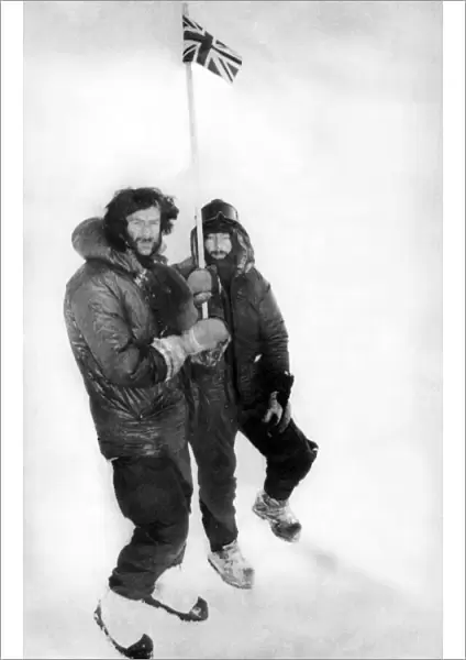 Sir Ranulph Fiennes and Charles Burton at the North Pole during the Transglobe Expedition