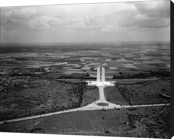 Aerial view of the Canadian War Memorial at Vimy Ridge as 50