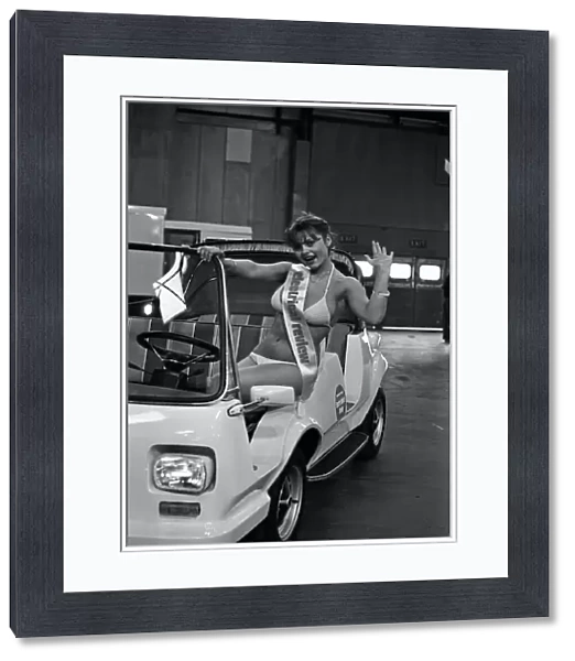 Model Joanne Latham sitting in an electric car. 13th March 1978