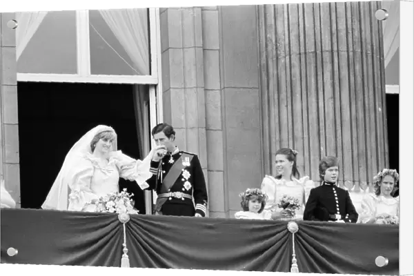 Prince Charles kissed the hand of his bride, Lady Diana Spencer