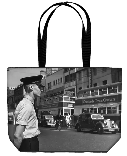 Police Officer on Patrol, Cardiff, Wales, 17th June 1957