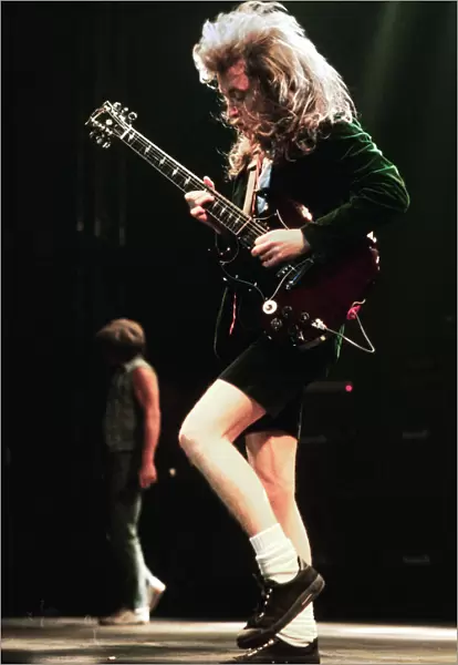 Australian rock group AC  /  DC performing on stage at Wembley Arena during their '