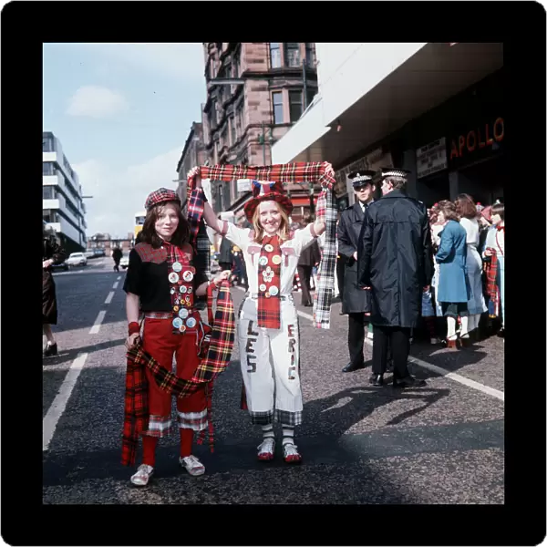 Bay City Rollers fans outside Apollo theatre Glasgow April 1975