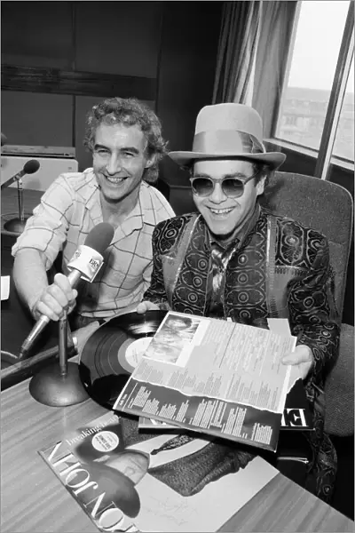 Elton John at BRMB Radio Aston, Birmingham. The visit was to promote his latest single