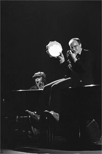 Elton John and Ray Cooper in concert at Birmingham Hippodrome. 21st April 1979