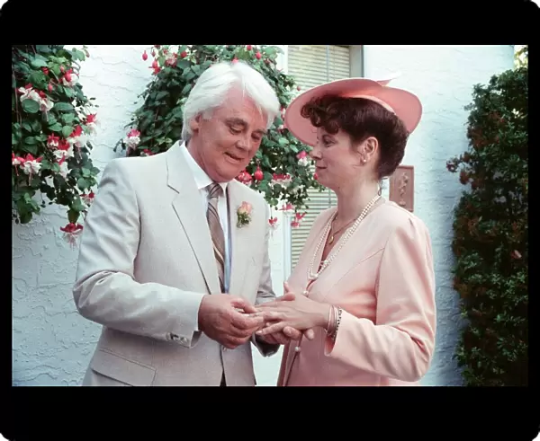 Actor Tony Booth and Nancy Jaeger at their wedding in the Jaeger family