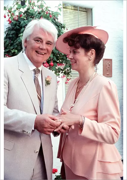 Actor Tony Booth and Nancy Jaeger at their wedding in the Jaeger family