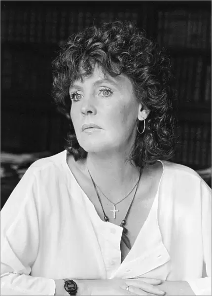 Pauline Collins on the set of 'The Black Tower'in Norfolk. 25th July 1985