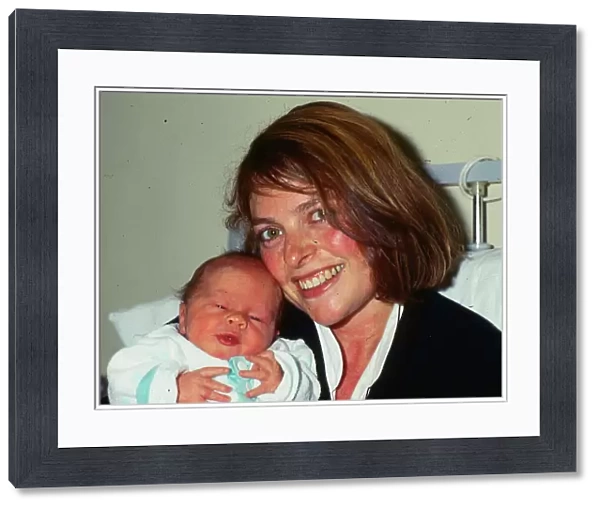 Janet Ellis TV television presenter August 1987 with baby son Jack