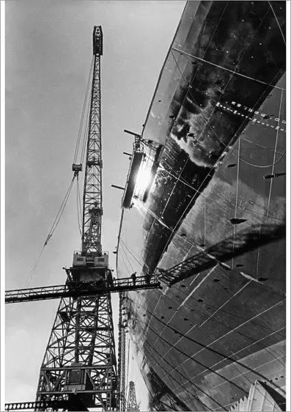 Welding plates on an unnamed ship in the Swan Hunter shipyards on the Tyne