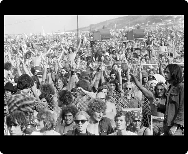 Crowds at the Isle of Wight pop festival. 30th August 1970