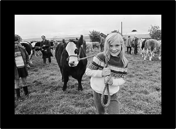 A girl at Stokesley show. Stokesley, North Yorkshire. 1973