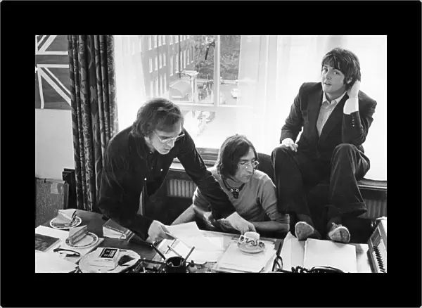 The Beatles in the headquarters of The Apple Corporation
