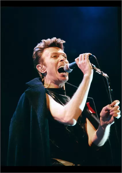David Bowie performs at The NYNEX Arena, Manchester, as part of his Outside Tour