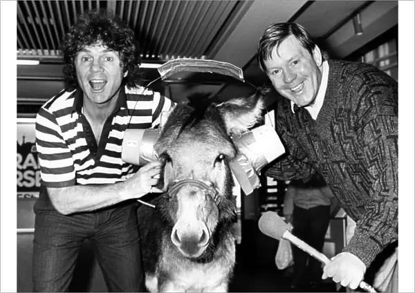 Stan Boardman and Radio Merseyside DJ Billy Butler with Hickory the donkey