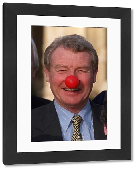 Paddy Ashdown MP March 1999 wearing Red Nose in Westminster in aid of the comedy