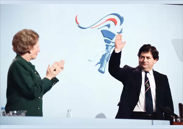 Chancellor of the Exchequer Nigel Lawson with Prime Minister Margaret Thatcher at