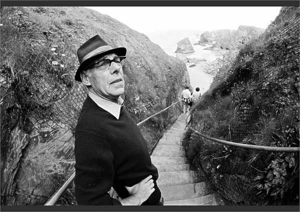 Denis Thatcher on holiday at Bedruthan, Cornwall. 10th August 1981