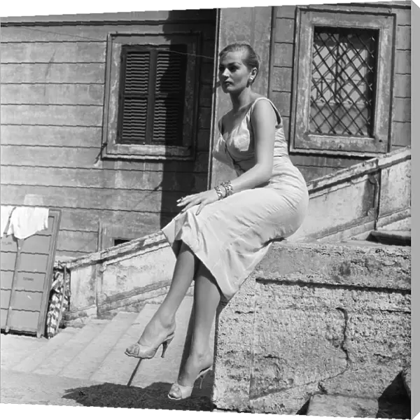 Anita Ekberg, Swedish actress in Rome, Italy, where she is filming Interpol known in