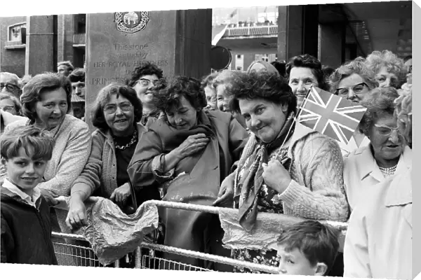 Well-wishers during the visit of Queen Elizabeth II to the Precinct, Coventry