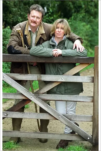 Charlie Lawson Actor with wife Ellie Lawson September 1999 at home near Alderley