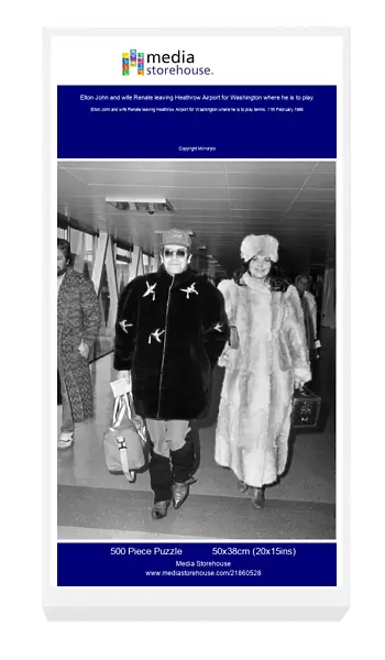 Elton John and wife Renate leaving Heathrow Airport for Washington where he is to play