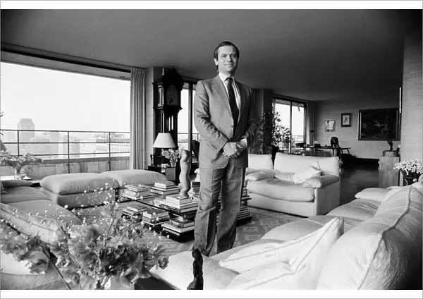 Jeffrey Archer in the living area of his sumptuous penthouse flat overlooking the Thames