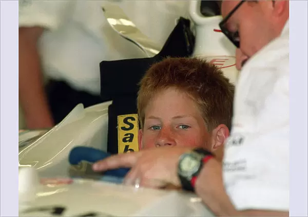 Prince Harry British Grand Prix 1999 Silverstone He sits in the Stewart Ford Car