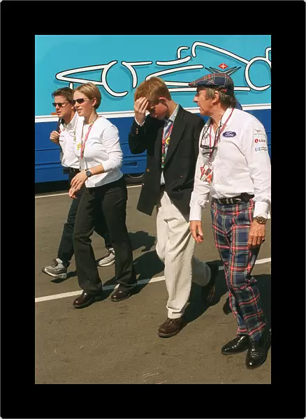 Prince Harry Zara Phillips and Jackie Stewart July 1999 at the British Grand Prix at