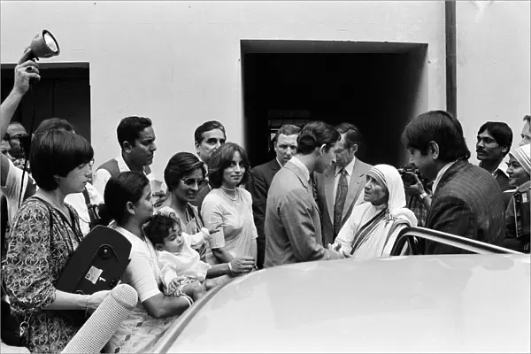 Prince Charles visits Mother Teresa at her institution in Calcutta, India. December 1980