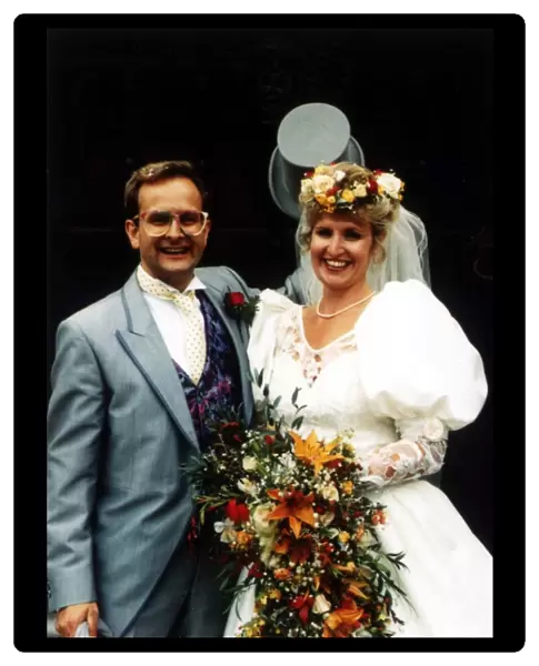 Timmy Mallett TV Presenter at his wedding to Lynda Bingham