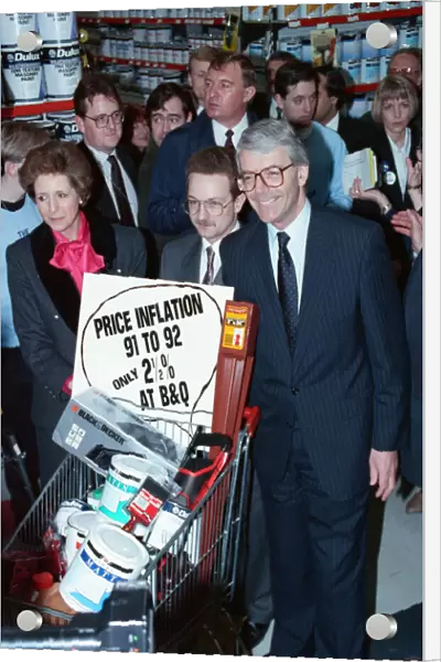 Prime Minister John Major with his wife Norma in a B&Q store